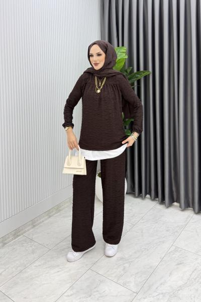 Acı kahve Zeyzey Takım Tesettür Giyim  Acı Kahve