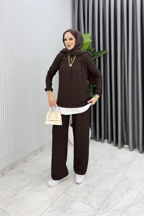 Acı kahve Zeyzey Takım Tesettür Giyim  Acı Kahve