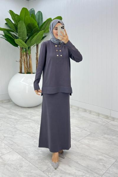 Antrasit  Premium Asiye  Triko Etek Takım  Antrasit