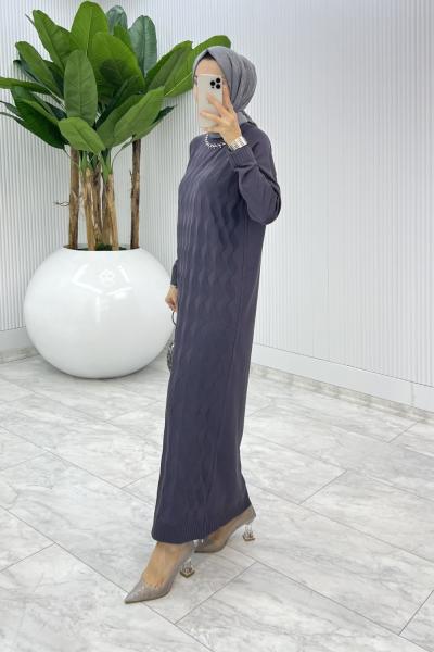 Antrasit  İzel Triko Elbise Tesettür Giyim  Antrasit