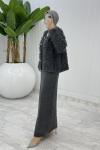 Antrasit Başak Triko Takım Tesettür Giyim  Antrasit