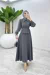 Antrasit Eftelya Etek Takım Tesettür Giyim  Antrasit