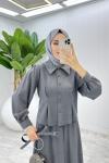 Antrasit Eftelya Etek Takım Tesettür Giyim  Antrasit