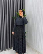 Antrasit Günay Elbise Tesettür Giyim  Antrasit