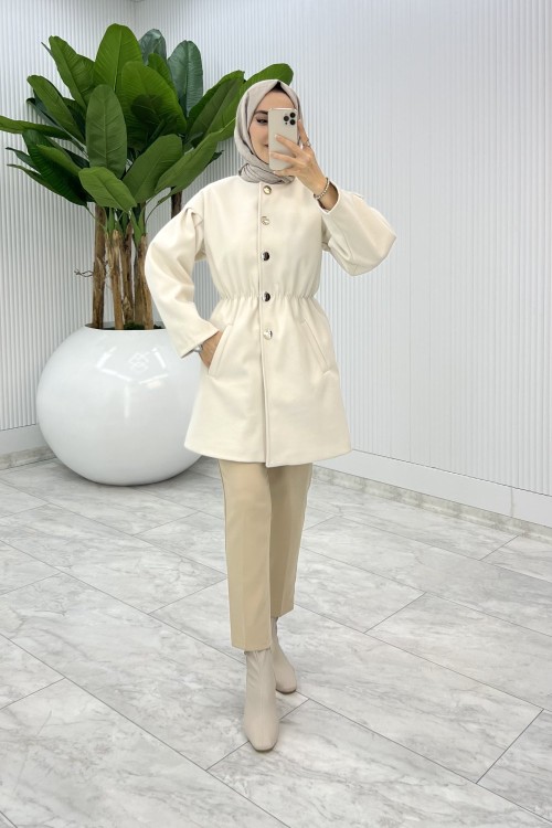 Bej Yelda Astarlı Kaşe Tesettür Giyim  Taş Şal