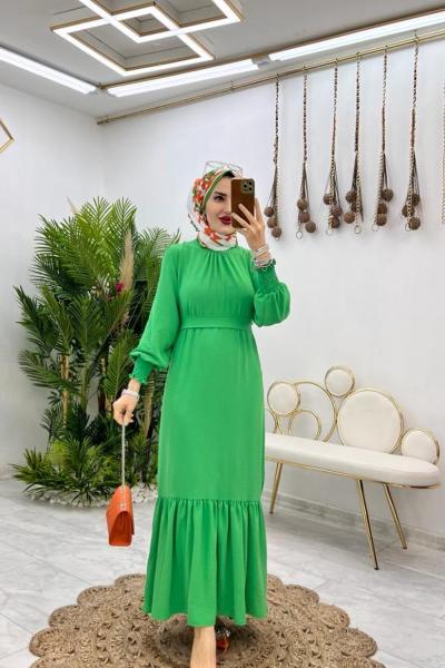Benetton Tuba Elbise Tesettür Giyim benetton yeşili