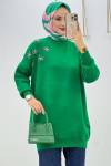 Benetton Yeşil İncili Kazak Tesettür Giyim