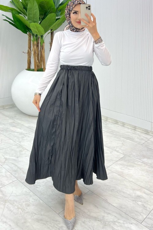 Füme  Züleyha etek  Tesettür Giyim Beyaz Siyah