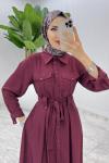 Bordo Ajda Elbise Tesettür Giyim Bordo