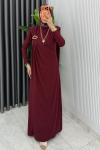 Bordo Alya Tasarım Elbise Tesettür Giyim  Bordo