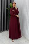 Bordo Alya Tasarım Elbise Tesettür Giyim  Bordo