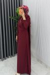 Bordo Alya Tasarım Elbise Tesettür Giyim  Bordo