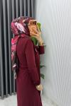 Bordo Alya Tasarım Elbise Tesettür Giyim  Bordo