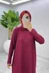 Bordo Arzu Triko Elbise Tesettür Giyim  Bordo