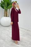 Bordo Asimetrik Takım Tesettür Giyim Bordo