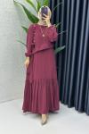 Bordo Aycan Elbise Tesettür Giyim Bordo