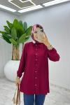 Bordo Bağcıklı Gömlek Tesettür Giyim Bordo