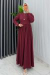 Bordo Burgu Sinem Elbise Tesettür Giyim  Bordo