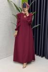 Bordo Canan Elbise Tesettür Giyim  Bordo