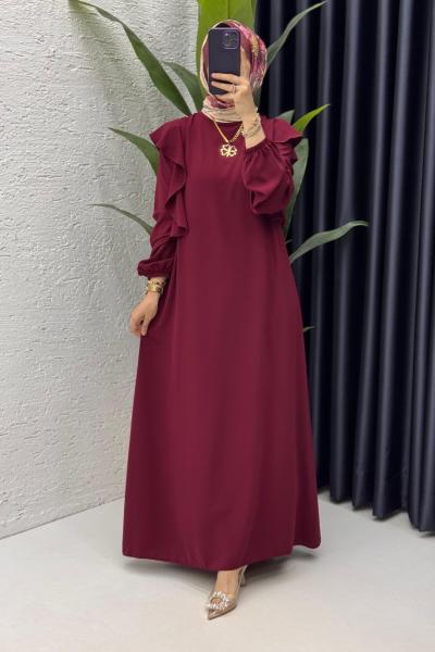 Bordo Canan Elbise Tesettür Giyim  Bordo