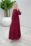 Bordo Dantelli Elbise Tesettür Giyim Bordo