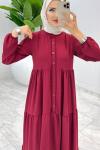 Bordo Dantelli Elbise Tesettür Giyim Bordo
