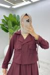 Bordo Delal Etek Takım Tesettür Giyim Bordo