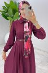 Bordo Demet Elbise Tesettür Giyim  Bordo