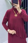 Bordo Duru Elbise Tesettür Giyim  Bordo