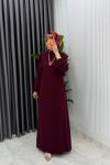 Bordo Eylül Elbise Premıum Tesettür Giyim  Bordo