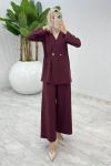 Bordo Güler Pantolonlu Takım Tesettür Giyim  Bordo