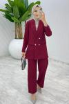 Bordo Hande Ceket Takım Tesettür Giyim Bordo
