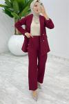 Bordo Hande Ceket Takım Tesettür Giyim Bordo