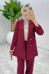 Bordo Hande Ceket Takım Tesettür Giyim Bordo