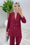 Bordo Hande Ceket Takım Tesettür Giyim Bordo