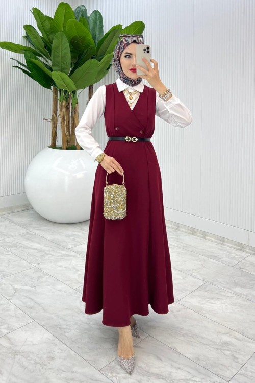 Bordo Hazen Jile Tesettür Giyim Bordo