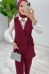 Bordo Hilal Takım Tesettür Giyim Bordo