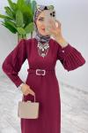 Bordo Kalem Elbise Tesettür Giyim Bordo