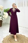 Bordo Liyan Premıum Etekli Takım Tesettür Giyim Bordo
