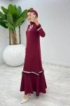 Bordo Mosso Abiye Elbise Tesettür Giyim Bordo