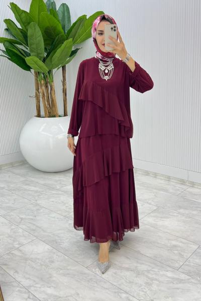 Bordo Nona Takım Tesettür Giyim Bordo