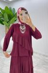 Bordo Nona Takım Tesettür Giyim Bordo