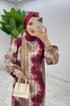 Bordo Pelin Elbise Tesettür Giyim Bordo