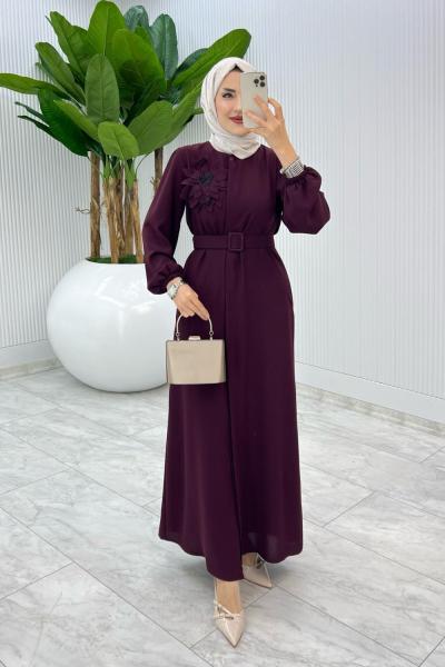 Bordo Premium Yasemin Ferace Tesettür Giyim Bordo