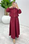 Bordo Premium Nefis Etek Takım Tesettür Giyim Bordo
