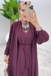 Bordo Premıum Melek Abaya Takım Tesettür Giyim Bordo