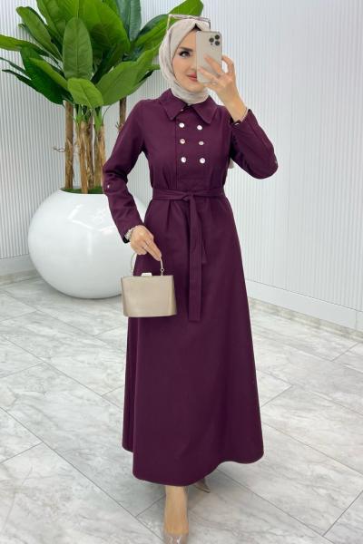 Bordo Premıum Roma Elbise Tesettür Giyim Bordo