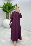 Bordo Premıum Roma Elbise Tesettür Giyim Bordo