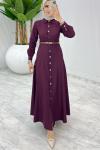 Bordo Premium Selin Elbise Tesettür Giyim Bordo