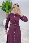 Bordo Premium Selin Elbise Tesettür Giyim Bordo